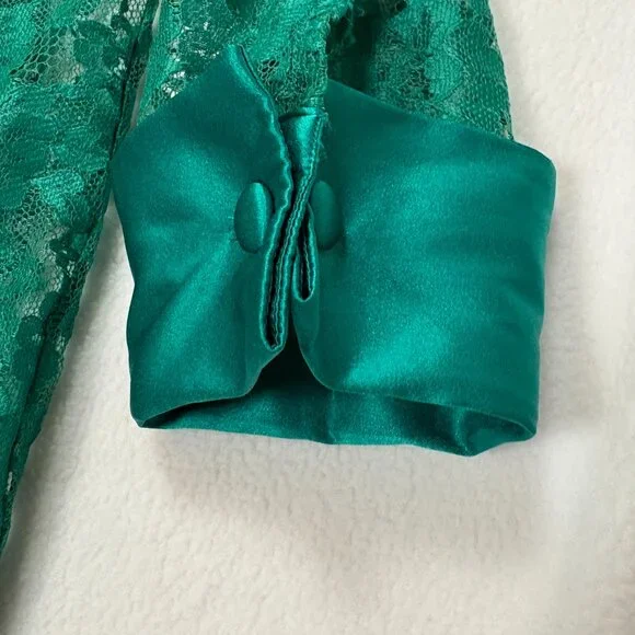 VICTORIA'S SECRET | Vtg GOLD Label Sheer Green Lace Sleep Shirt 80s 90s Sz M/L - Picture 12 of 16